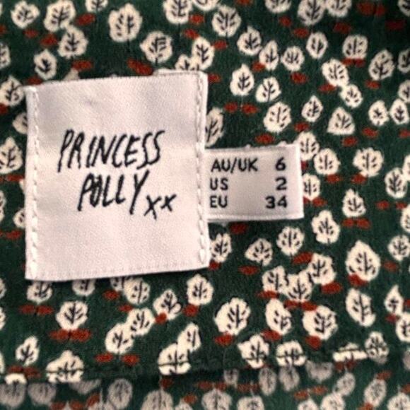 Green white and brown Princess Polly wrap skirt with side bow tie - Picture 3 of 3